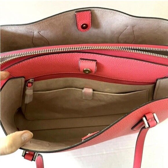 New Kate Spade Zeezee Large Work Tote Leather Peach Melba - Picture 5 of 6